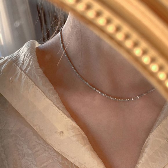 NEW 925 Sterling Silver Shiny Chain Necklace - Picture 7 of 11